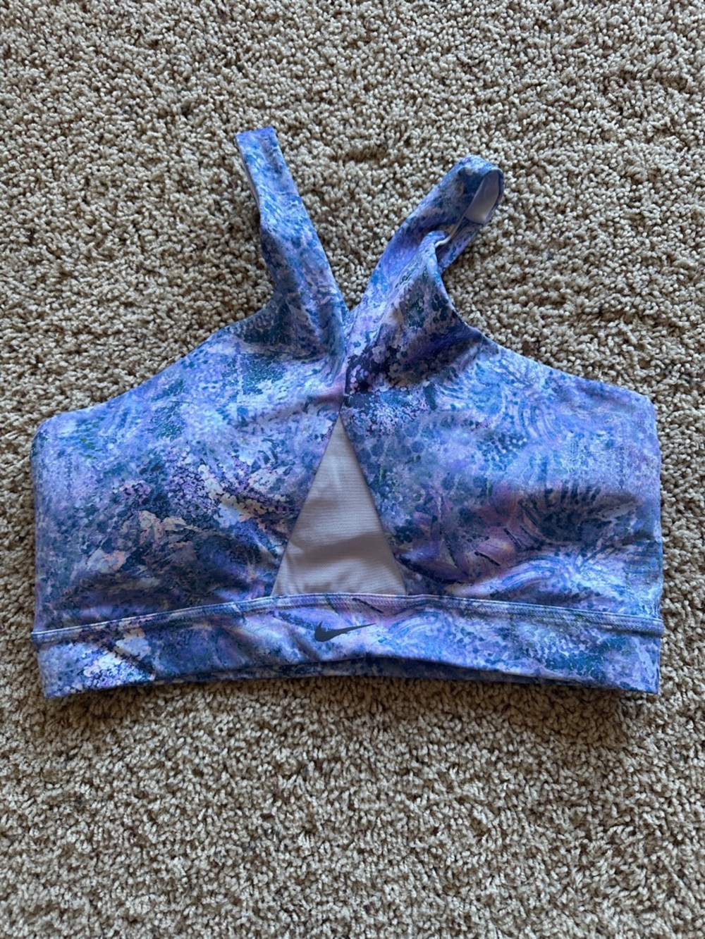 Nike Light Blue Dri-FIT Mesh Top with Multicolor Floral Hem